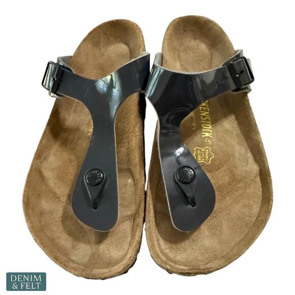 Birkenstock Gizeh Thong Sandals Black Size 38 Women’s 7-7.5 Comfort Cork Footbed - Picture 6 of 14